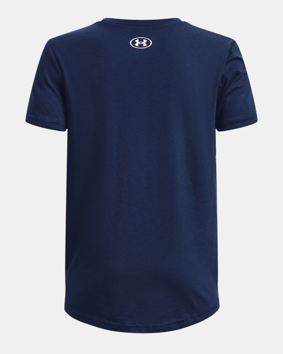 Boys' UA Football Logo Short Sleeve, Blue, pdpMainDesktop image number 1